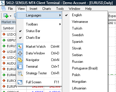 mt4 change interface language