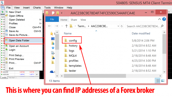 MT4 config folder in data folder