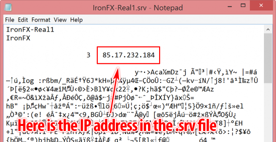 MT4 forex broker ip address in srv file