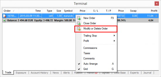 You can close trade partially from the contextual menu of a selected trade in the MT4 client terminal.