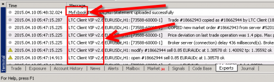 This picture shows that messages in the Experts tab were printed by two MT4 apps.