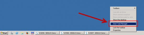 You can start Task Manager from the task bar pop-up menu.