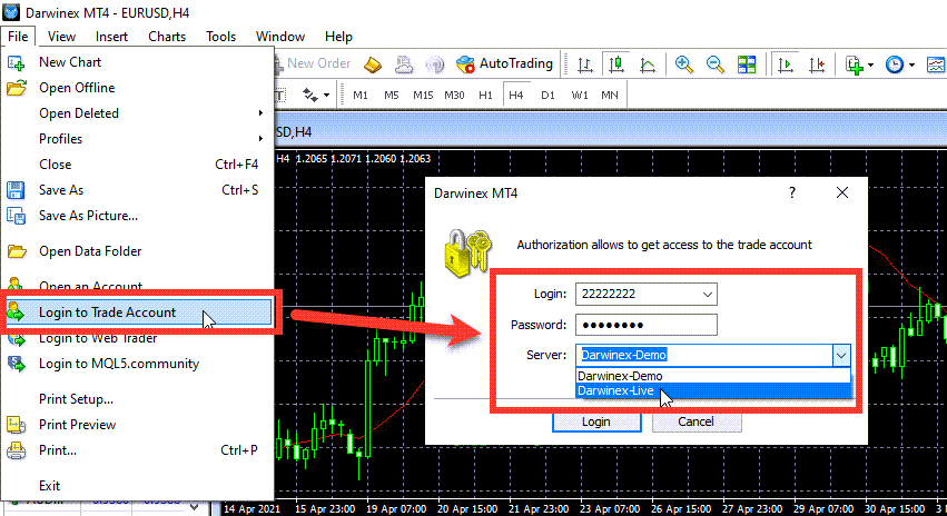 Login to Trade Account on Metatrader 4 Platform