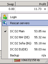 Rescan servers function in MT4 Trading Platform